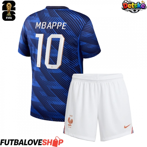 Dres Francúzsko Kylian Mbappe #10 Domáci pre deti MS 2026 Krátky Rukáv (+ trenírky)